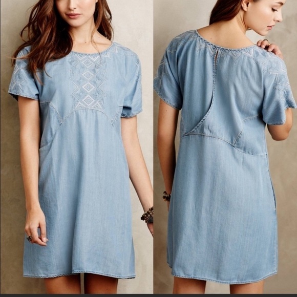 Holding Horses Chambray Mini Blue Dress size Size - Picture 1 of 8